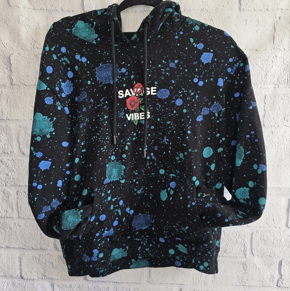 Upstanders Other - Upstanders Limited Edition Savage Vibes Rose Paint Splatter Streetwear Hoodie S